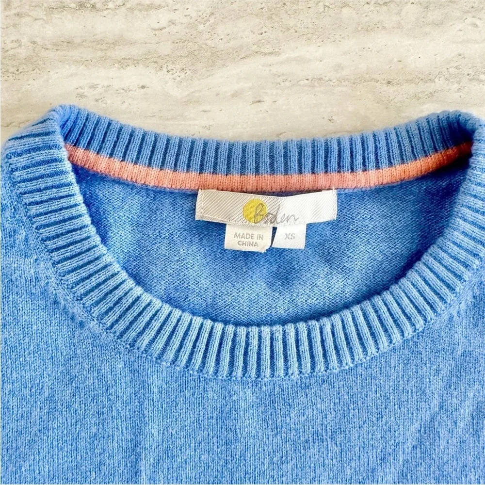 Boden 100%Cashmere Sweater Top Short Sleeve Blue Size XS Women's - Picture 2 of 5